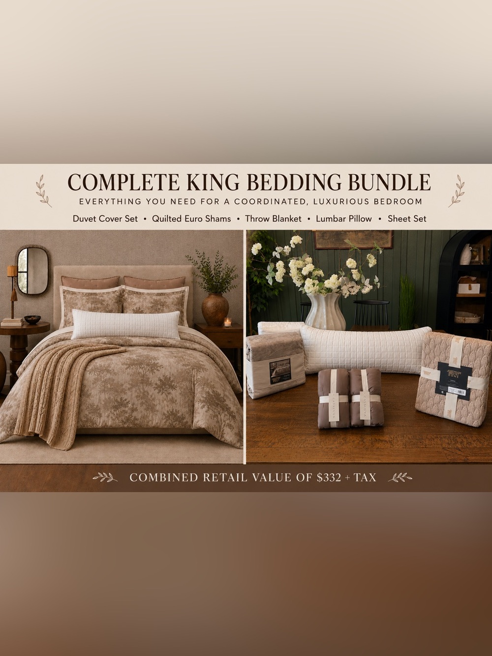 Luxury Neutral King Bedding Bundle | Jeremiah Brent Home + Casaluna